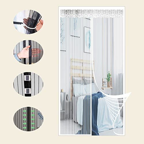 Moustiquaire magnétique pour porte de chambre d'enfant, installation facile sans perçage, blanc, 226,1 x 238,8 cm