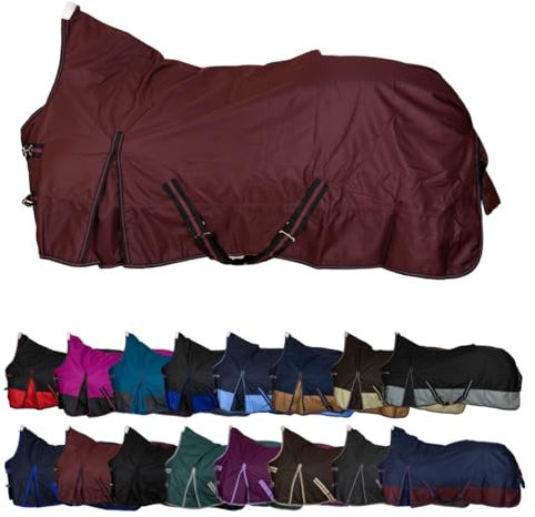 RL24 - Weidedecke High Neck Basicline 600D – Regendecke & Übergangsdecke – wasserdichte Outdoordecke mit Kreuzbegurtung – Pferdedecke in Weinrot – Größe 115cm (Polarfleecefutter)
