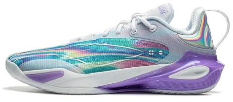 LI-NING Professionelle Basketballschuhe für Herren Leicht Basketball-Schuhe Sneaker Speed 11 Serie Weiß Fluoreszierendes Lila EU 41