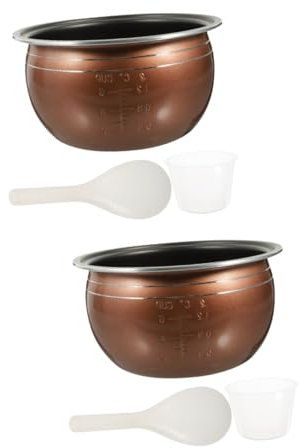 jojofuny 2 Piezas Revestimiento De Olla Arrocera Cocina Electrica Cacerola Olla De Arroz De Reemplazo Olla Arrocera De Oso Salsa Estrellarse Ninjas Olla De Vapor Golden Aleación De Aluminio
