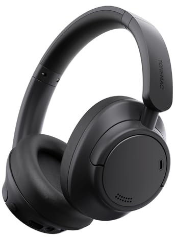 TONEMAC H7 Active Noise Cancelling Cuffie Wireless Over-Ear Bluetooth 80H Lunga Tempo di riproduzione ANC Hi-Fi Audio, 40 mm Big Bass, vestibilità comoda, chiamate chiare, Bluetooth 5.3