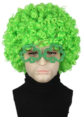 LeMarnia Grün Kurze Curly Afro Perücke Ferienparty Kostüm Perücke