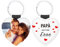 Kiddo Sky Porte-clés en Cuir Personnalisé pour Homme Double Face avec Photo Personnalisée pour Couple Petit Ami Famille (Cœur)