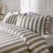 OHS Double Duvet Cover Set Stripe Print Frill Edge, Soft Cosy Fabric Timeless Striped Pattern with Frill Edges Stylish Double Duvet Set with 2 Pillowcases, Sage