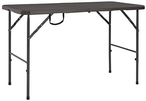 Xichuzi Klappbarer Gartentisch, Klapptisch Garten, Balkontisch, Garten Tisch, Balkonmöbel, Tisch Klappbar, Braun 120x60x74 cm HDPE Rattan-Look