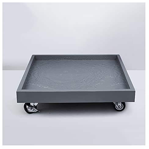ERSINIAN Quadratischer Pflanzen-Caddy, Pflanzkübel mit Feststellrädern, robuster Pflanzkübel, rollbarer Pflanzwagen, Tablett-Untersetzer (grau, 38 cm)