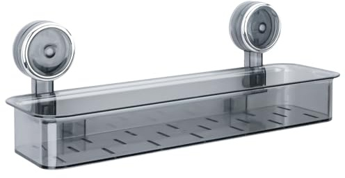 Modixun Suction Cup Shower Caddy, Large Shower Organizer for Kitchen Bathroom Storage, No Drilling Removable Reusable Acrylic Shelf Rack for Inside (Clear Grey)