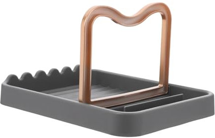 MAGICLULU Spoon Holder Pot Lid Holder Grey Kitchen Accessories Simple Design for Cooking Utensils Heavy Duty Material for Stove Top Utensil Storage
