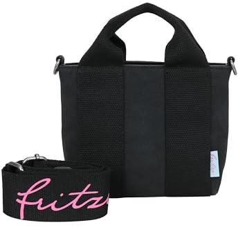 Fritzi Bini Umhängetasche Kunstleder Damen Crossbody Handtasche Festival City vegan verstellbarer Webbing-Gurt 15,5 x 20 x 7 cm – Schwarz, Grün, Pink, Beige, Gelb