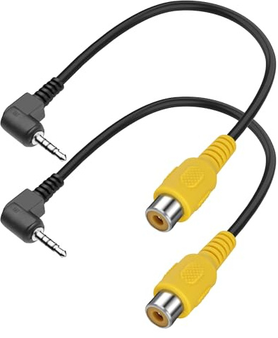 MEIRIYFA 2,5 mm auf RCA Video Kabel 90 Grad Winkel 2,5 mm TRRS Stecker auf RCA Buchse AV-Eingang Conventer Adapter für Lautsprecher, GPS, Dash Cam, Backup-Kamera (0,2 M, 2 Stück)
