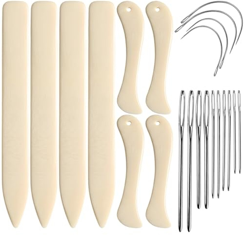 YQOPDEBD Falzbein Set 22-teilig, Buchbinder Set mit Falzbrett und Werkzeugen, Falzbein für Papier und Buchbinden, Papier Prägen Werkzeug für Scrapbooking, Lederarbeiten, DIY Projekte und Basteln