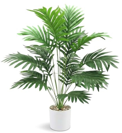 Perclyzm Artificial Palm Trees Faux Areca Palm Plant with Pot, 85cm Tall Fake Palm Tree, Artificial Decorative Plant for Indoor Outdoor Home Office Garden Decoration (Areca Palm Plant)