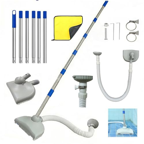 Pool Sauger Boden, Pool Staubsauger mit 3.5m Schlauch, Poolsauger mit Teleskopstange, Umlaufwasserauslass Nutzender Pool Bodensauger, Pool Sauger Bürste Starker Saugleistung, Pool Bodenreiniger