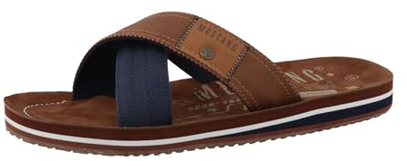MUSTANG Herren Pantolette mit Cross-Over-Riemen und Lederdecksohle 26M0221002