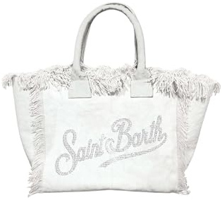Saint Barth Mc2 Donna Borsa A Mano VANI001-Strass Cotone Bianco Sporco Taglia Unica