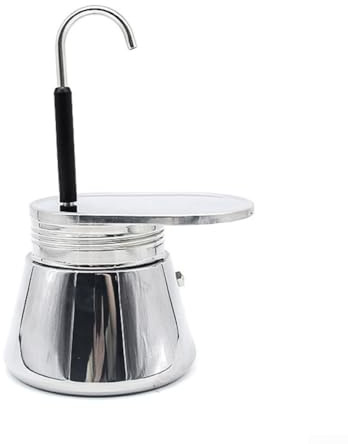 Qualoramall Caffettiera da 50 ml in acciaio inox per moka espresso, becco singolo, piano cottura, birra, per casa, ufficio, cucina, argento