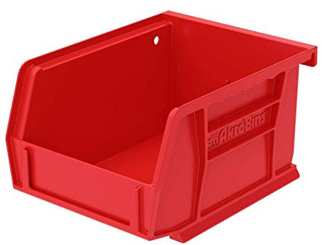 Akro-Mils 30210 AkroBins Plastic Storage Bins, Space-Saving Stackable Bins for Garage, Pantry, Craft Organization, 13.7 cm x 10.5 cm x 7.6 cm, Red, 24-Pack