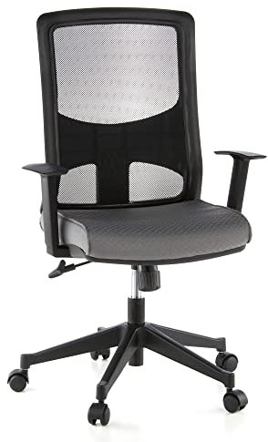 hjh OFFICE 653140 Bürostuhl LAVITA Stoff/Netz Schwarz/Grau Drehstuhl ergonomische Rückenlehne, Armlehnen verstellbar
