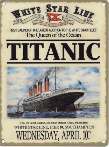 Metallschild, Titanic, mit Datum unten, 20 x 15 cm