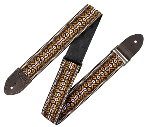 Levy's Leathers 2 Vintage Hootenanny Jacquard Weave Guitar Strap with Garment Leather Backing (M8HTV-20)
