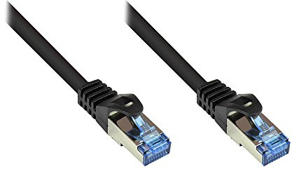 Kabelmeister® Cat.6A Ethernet LAN Patchkabel mit Rastnasenschutz - S/FTP, PiMF, PVC, 500MHz, halogenfrei- 10-Gigabit-fähig - schwarz, 5m