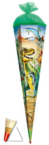 Schultüte - Dinosaurier 22 cm - mit Tüllabschluß - Zuckertüte Roth Dino Dinos Saurier T-Rex Tyrannosaurus Rex