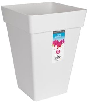 elho Loft Urban Eckig Hoch 37 - Blumentopf für Außen - Ø 37.0 x H 51.3 cm - Weiß/Weiss