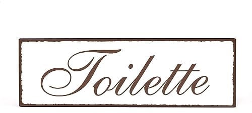 SCHILD Dekoschild TOILETTE Shabby Vintage Holzschild selbstklebend Türschild Kloschild Toilettenschild 15x5cm