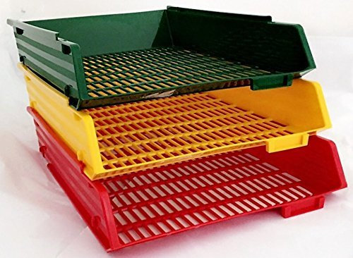 A2B Stationery - Traffic Light A4 Filing Letter Trays (3 Trays Red, Yellow & Green) (Without Riser Rods)