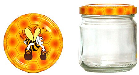 Germerott Bienentechnik 60 x Rundglas 212ml 250g mit 66er Twist-Off Deckel Comic Biene
