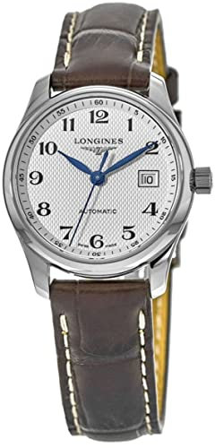 Longines Master Collection 29 mm Damenuhr mit braunem Krokodillederarmband L2.257.4.78.3, Saphir, Kleid
