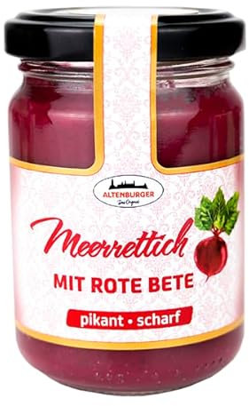 Altenburger Original Meerrettich mit Rote Bete, 140g im Glas, pikant-scharfer Genuss passend zu Fisch und Käse, auch als Dip geeignet