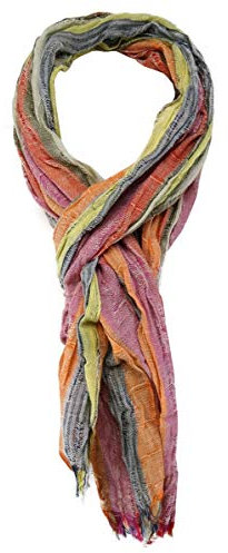TigerTie Schal in orange gelb grau blau lila rot gestreift Gr. 180 x 40 cm