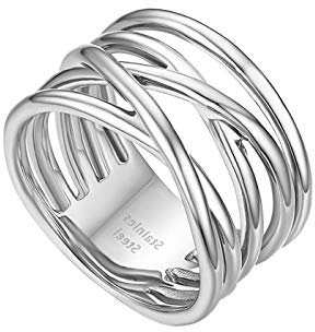 Flongo Damenring Frauen Ringe Ring BFF Midi-Ringe, Blogger Fingerknöchel Stapeln Ringe Silber mit Gekreuzt Design Größe 59