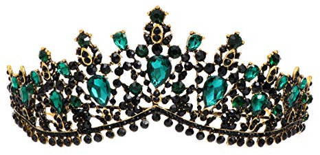 Lurrose Braut Barock Vintage Grünen Kristall Strass Kronen Kopfbedeckung Braut Hochzeit Haarschmuck Schmuck Braut Diademe Prinzessin Königin Kronen