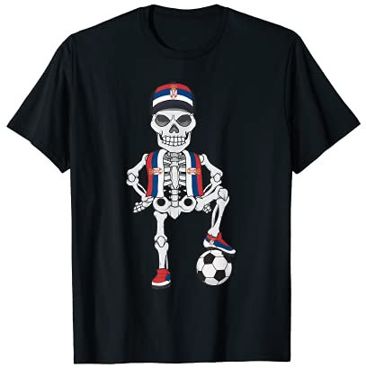 Serbien Fußball Skelett Fan Mannschaft T-Shirt