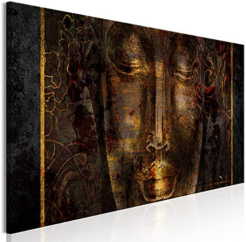 decomonkey Bilder Buddha 120x40 cm 1 Teilig Leinwandbilder Bild auf Leinwand Vlies Wandbild Kunstdruck Wanddeko Wand Wohnzimmer Wanddekoration Deko Zen Orient Ornament