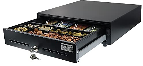 Monepass CD200b2-4B/8C - Tiroir-caisse 41 cm à ouverture manuelle (Bouton Poussoir) avec Insert amovible