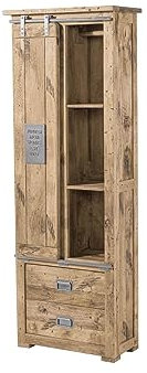MASSIVMOEBEL24.DE Railway Schrank 70x35x195 Mango, Farbe:beige lackiert, Größe:70x35x195 cm (BxTxH)