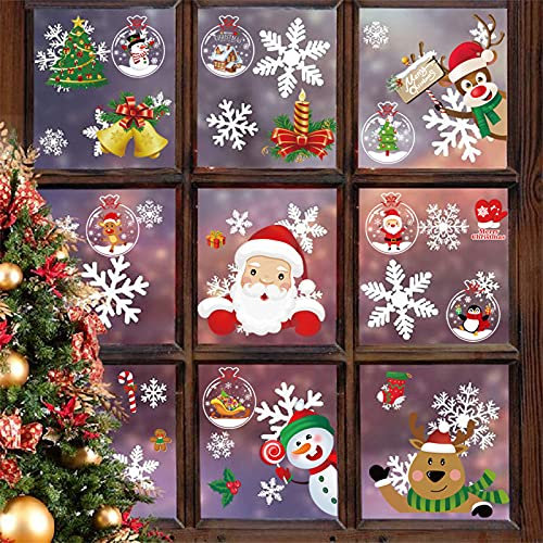 224 Stück Fensterbilder Weinachten - Weihnachten Deko, Weihnachtsdeko Selbstklebend Aufnehmbare Winter Fensterdeko Fenstersticker Statisch Haftend PVC Aufkleber für Fenster Vitrine Türen Schaufenster