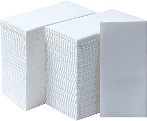 DADAWU Linen Feel Napkins Disposable Napkins Cloth-Like Decoration Serviettes Eco Napkins for Wedding, Party, Birthday, Dinner Christmas, 12“x17 (White,100Count)