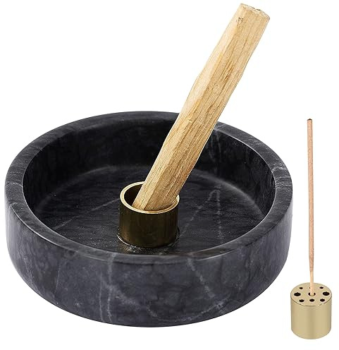 Palo Santo Halter, Räucherstäbchenhalter aus natürlichem Marmor, für Palo Santo Sticks, handgefertigtes Räucherstäbchenhalter aus Palo Santo Holz (natürliches Schwarz)