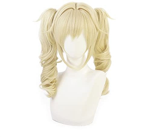 Anime Cosplay Perücke, Genshin Impact Perücke, mit zwei Perückenkappen, für Halloween, Party & etc. (Barbara Cosplay)