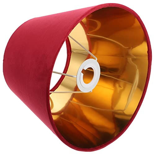 FRCOLOR Lampenschirm Stoff E27 Rot Samt mit Goldenem Innenfutter 25cm Dekorative Lampenabdeckung für Tischlampe Deckenlampe Wandleuchte Vielseitig für Haushalt