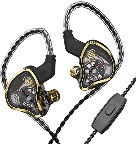 Yinyoo CCZ Warrior 3BA+1DD Hybrid In-ear Monitor, Wired Headphones with High Sensitivity Microphone, Strong Bass Noise Isolating Wired Earbuds Earphones for Pop, Metal, Rock (Gold, With mic)