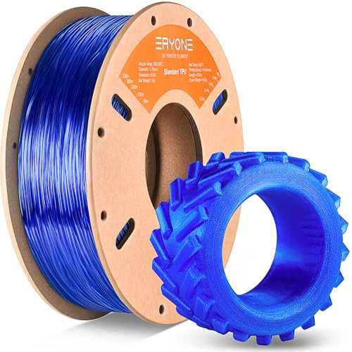 ERYONE TPU Filament 1,75 mm, 3D Drucker Filament TPU 1 kg 1 Spool, +/-0,05 mm, 95 A, blau transparent