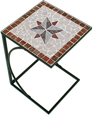 Gravidus Beistelltisch Amarillo aus Eisen mit Mosaik Stein Gartentisch Garten Balkontisch Balkon Braun Grau