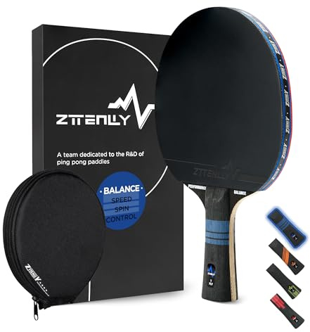 ZTTENLLY Tischtennisschläger - Kohlenstoff-Technologie, 7-lagige Blade, Experte Geschwindigkeit/Kante/Gleichgewicht/Kontrolle, 2mm Schwammstärke, Schutzhülle - Herausragende Schläger für Profis