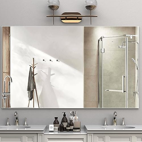BEAUTME Large Wall Mounted Mirror 60x36 Inch, Bathroom Mirror with Metal Frame, Can be Usedfor Home Decoration, Horizontal or Vertical Suspension(White)