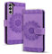 Rosbtib Custodia in Pelle Compatibile con Samsung Galaxy S22 5G Stampa Mandala Chiusura Magnetica Funzione Supporto e Porta Carte Case Protettiva a Libro Cover, Viola